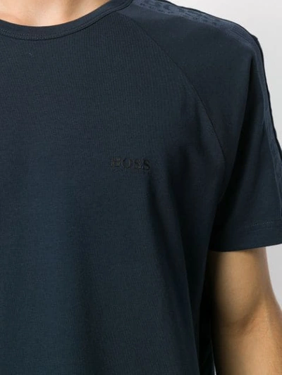 Shop Hugo Boss Logo Panel T-shirt In Blue