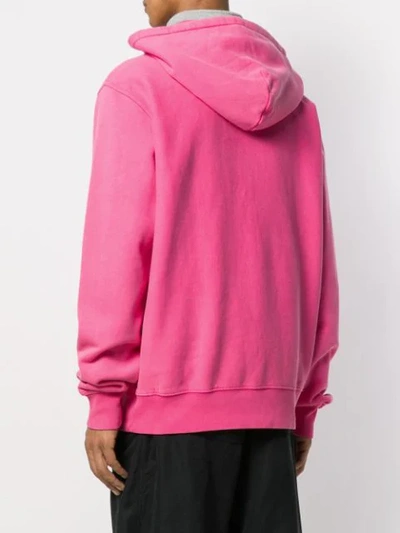 Shop Stussy Embroidered Logo Hoodie In Pink