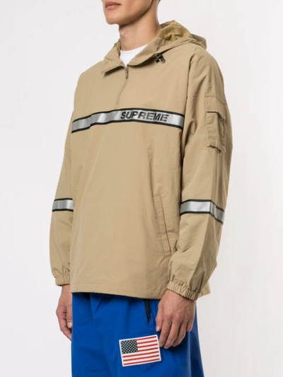 Supreme Reflective Taping Hooded Pullover Windbreaker In Brown ModeSens