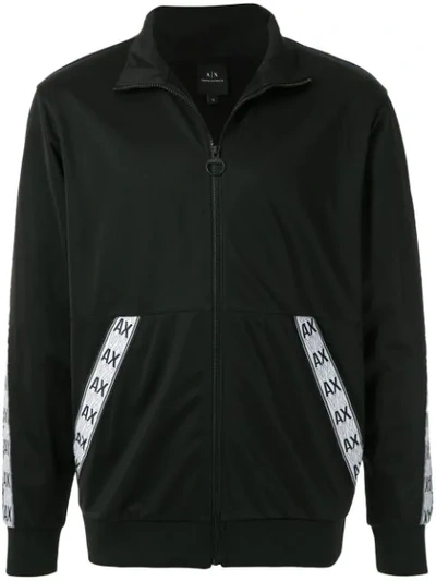 Shop Armani Exchange Logo Stripe Jacket In Black
