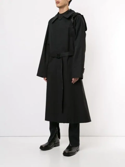 Shop Sankuanz Belted Long Coat In Black