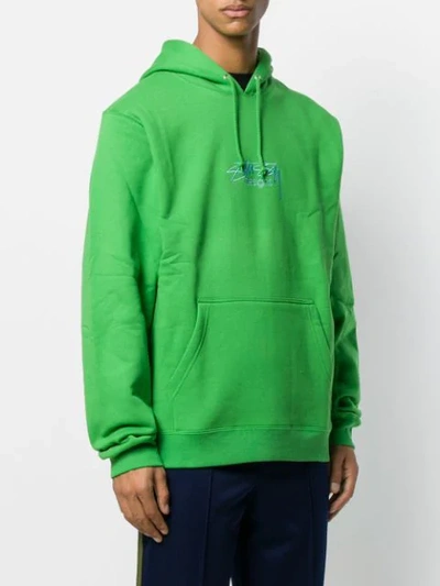 Shop Stussy Embroidered Logo Hoodie In Kelly