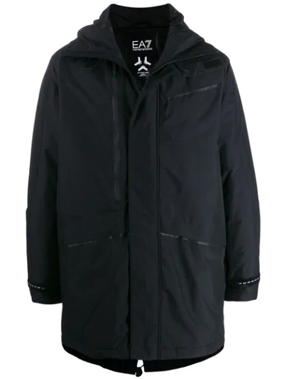 Shop Ea7 Hooded Padded Coat In Black