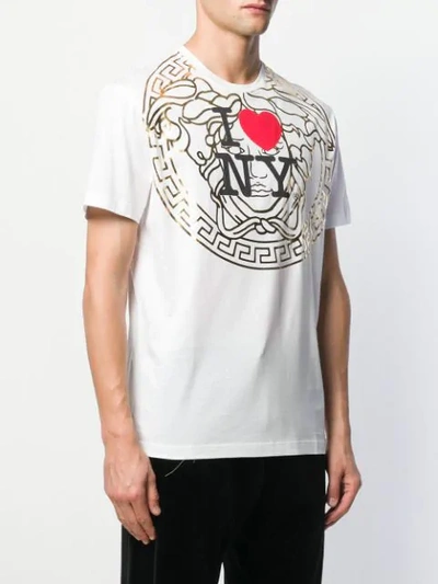 Shop Versace Ny Medusa Motif Print T-shirt In White