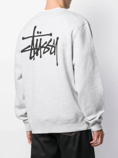 Shop Stussy Printed Logo Sweatshirt In Grey