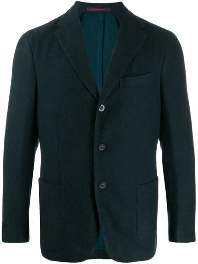 The Gigi Single-breasted Textured Blazer In Blue