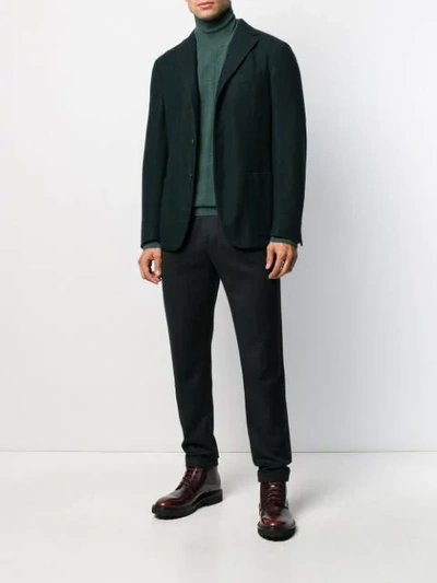 The Gigi Single-breasted Textured Blazer In Blue