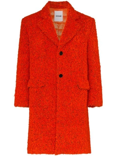 Shop Koché Textured Single-breasted Coat In Red