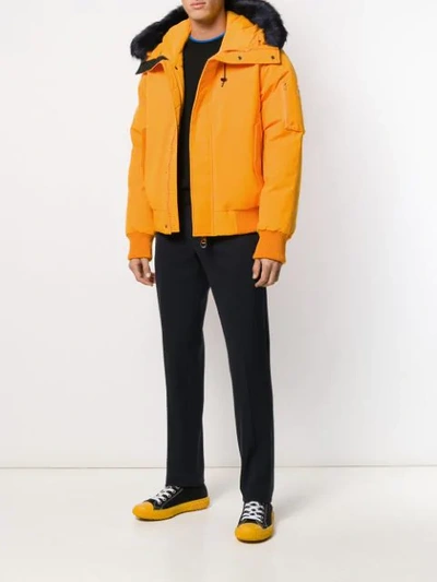 Shop Kenzo Faux Fur-trimmed Bomber Jacket In Yellow