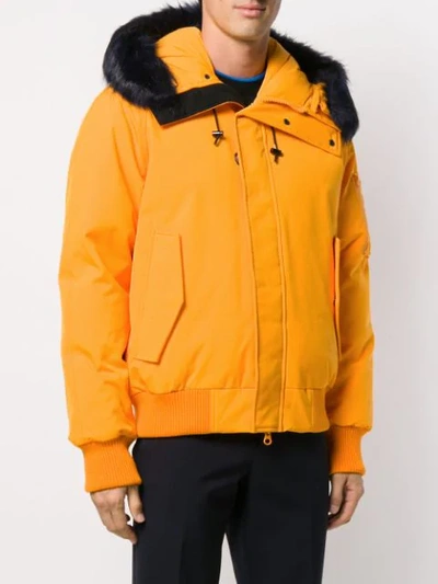 Shop Kenzo Faux Fur-trimmed Bomber Jacket In Yellow