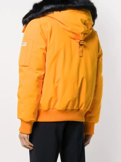 Shop Kenzo Faux Fur-trimmed Bomber Jacket In Yellow