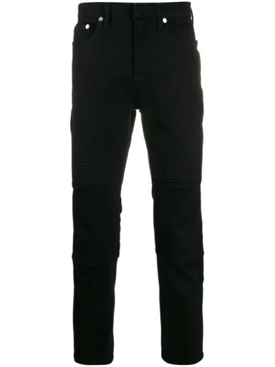 Shop Neil Barrett Ribbed-trim Slim Jeans In Black