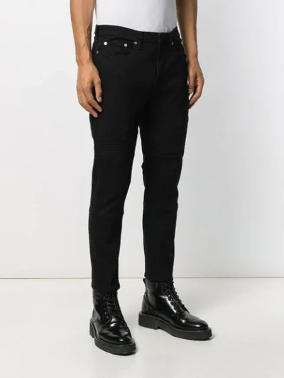 Shop Neil Barrett Ribbed-trim Slim Jeans In Black