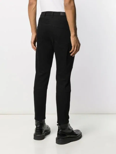 Shop Neil Barrett Ribbed-trim Slim Jeans In Black