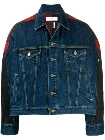 Shop Facetasm Patchwork Denim Jacket In Blue