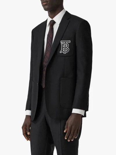 Shop Burberry Tb Motif Blazer In Black