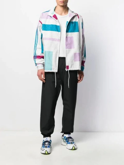 Shop Adidas Originals Checked Colour Block Sports Jacket In White