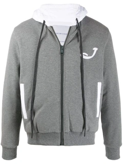Shop Jacob Cohen Embroidered Hoodie In Grey