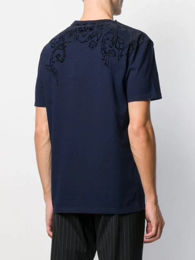 Shop Etro Floral Embroidered T-shirt In Blue