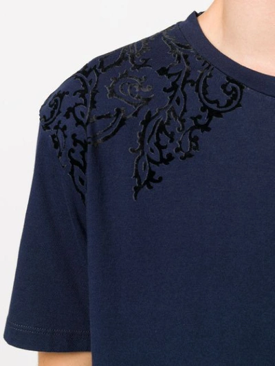 Shop Etro Floral Embroidered T-shirt In Blue