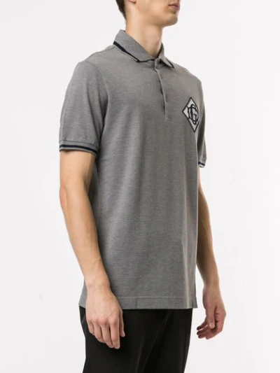 Shop Dolce & Gabbana Logo Patch Polo Shirt In Grey