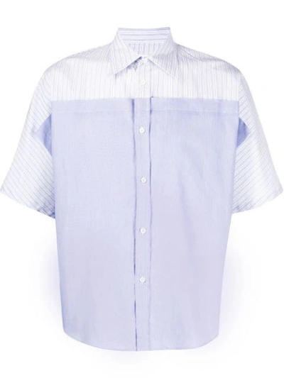 Shop Maison Margiela Striped Panel Bowling Shirt In Blue