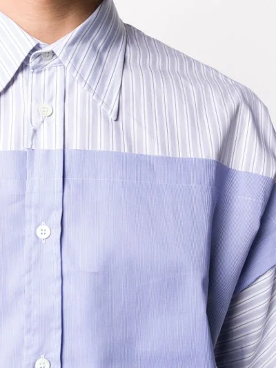 Shop Maison Margiela Striped Panel Bowling Shirt In Blue