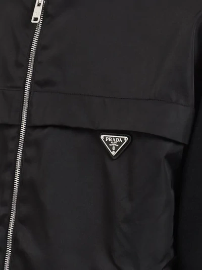 Shop Prada Hooded Zipped Jacket - Black