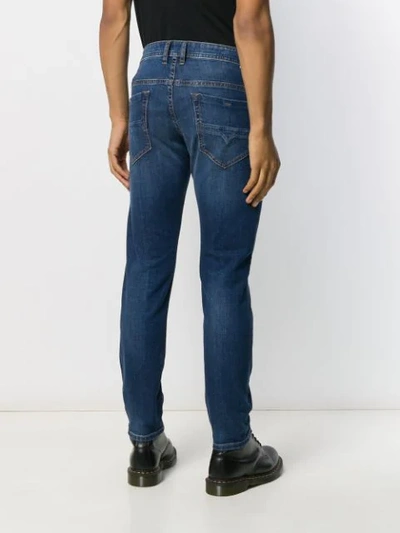Shop Diesel Mid-rise Straight-leg Jeans In Blue