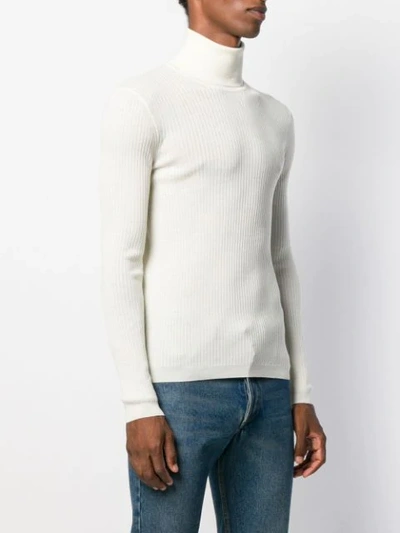 Shop Gucci Ribbed Turtle Neck Jumper In Neutrals