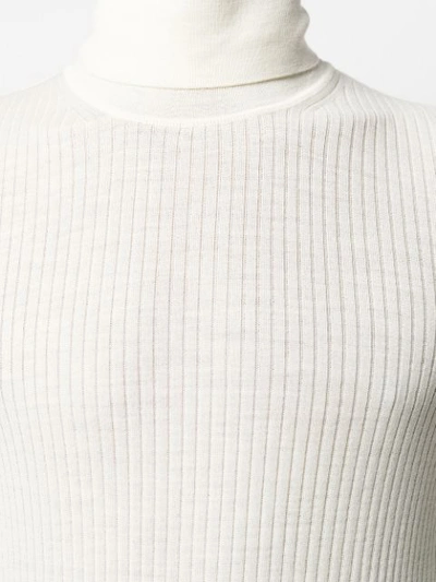 Shop Gucci Ribbed Turtle Neck Jumper In Neutrals