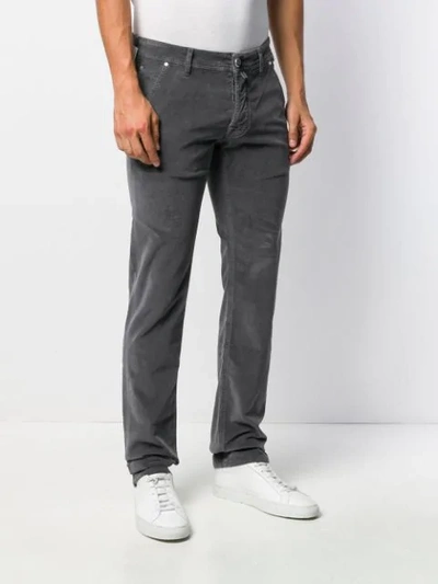 Shop Jacob Cohen Corduroy Straight Leg Trousers In Grey