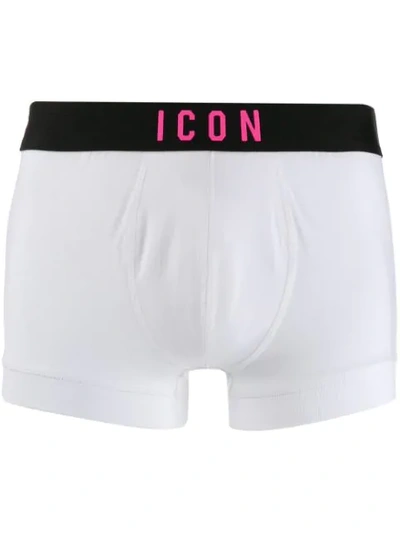 Shop Dsquared2 Icon Contrast Waistband Boxers - White