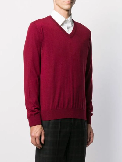 Shop Canali V-neck Cashmere Jumper In Red
