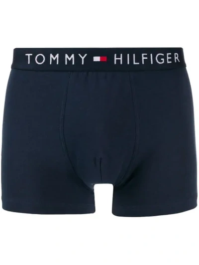 Shop Tommy Hilfiger Logo Print Boxer Shorts In Blue