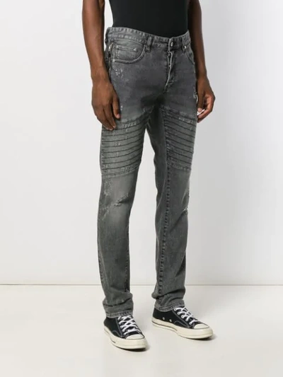 Shop Just Cavalli Distressed Detail Denim Jeans In Grey