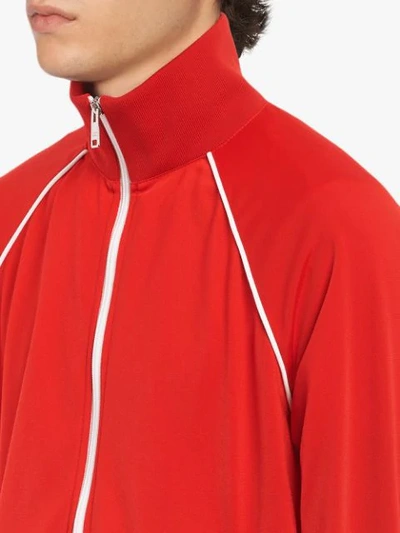 Shop Prada Side-stripe Jersey Jacket In Red