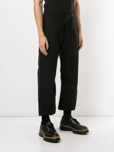 Shop Kiko Kostadinov Loose Fit Cropped Trousers In Graphite Black