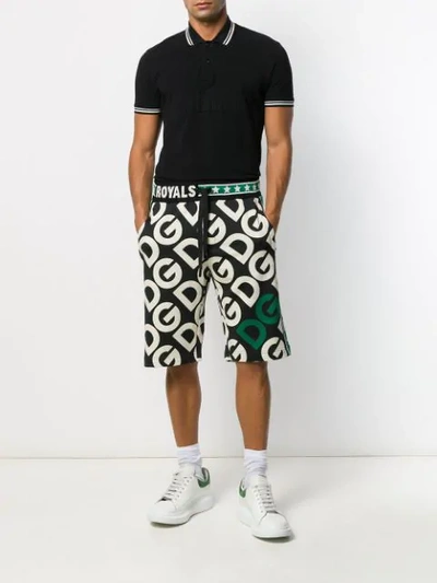 Shop Dolce & Gabbana Dg Logo Print Track Shorts In Black