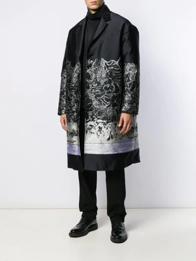 Shop Bally Jacquard Coat In Black