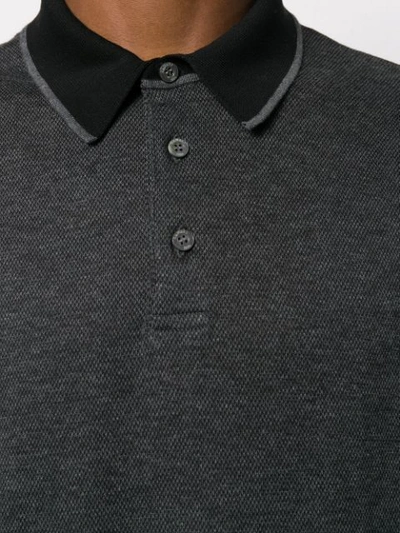 Shop Canali Contrast Collar Polo Shirt In Grey