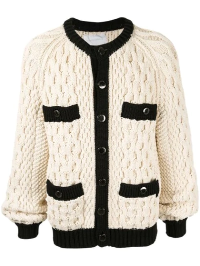 Shop Fumito Ganryu Chunky Knit Cardigan In Neutrals