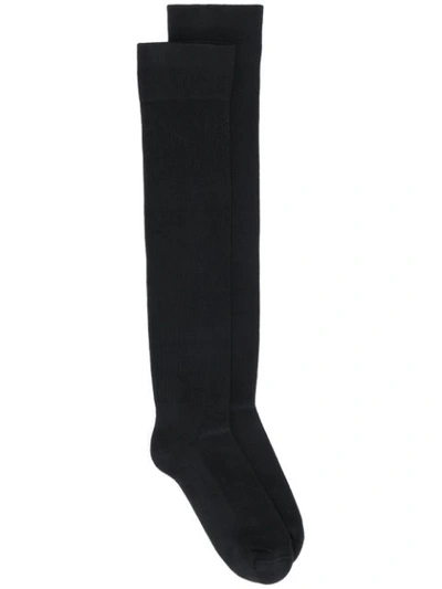Shop Rick Owens Ribbed Knee-length Socks In 0911 Black Milk