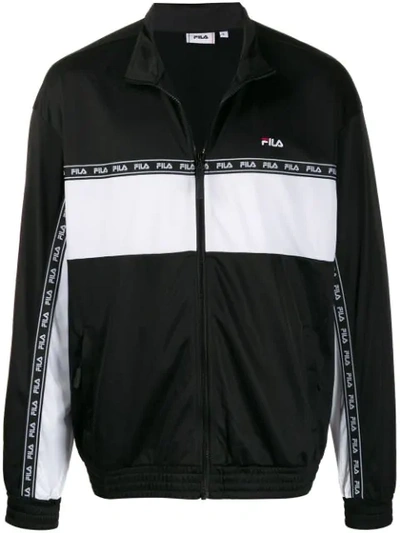 Shop Fila Embroidered Logo Color-block Jacket In Black