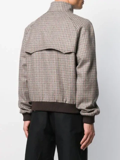 Shop Prada Check Print Bomber Jacket In Camel