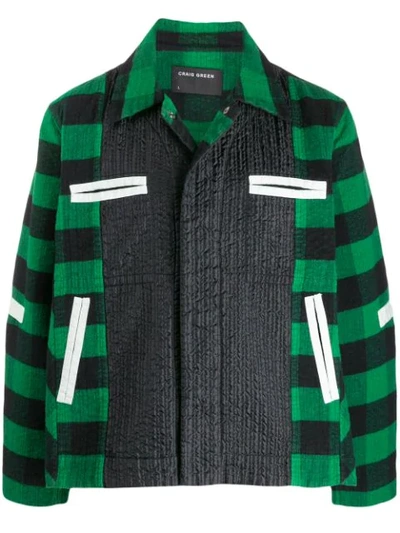 Shop Craig Green Plaid-panelled Worker's Jacket In Green