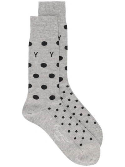 Shop Yohji Yamamoto Polka Dot Socks In Grey