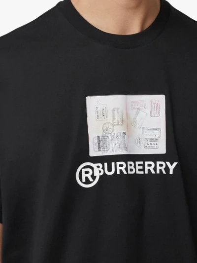 Shop Burberry Passport-print T-shirt In Black