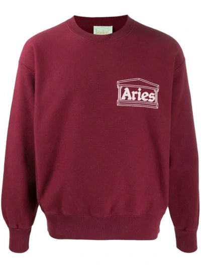 Shop Aries Printed Logo Sweatshirt In Red