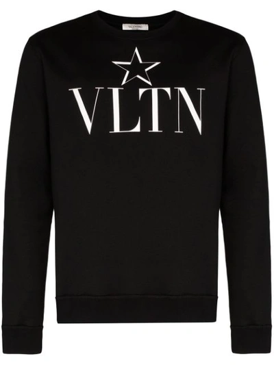 Shop Valentino Vltnstar Logo-print Cotton-blend Sweatshirt In Black